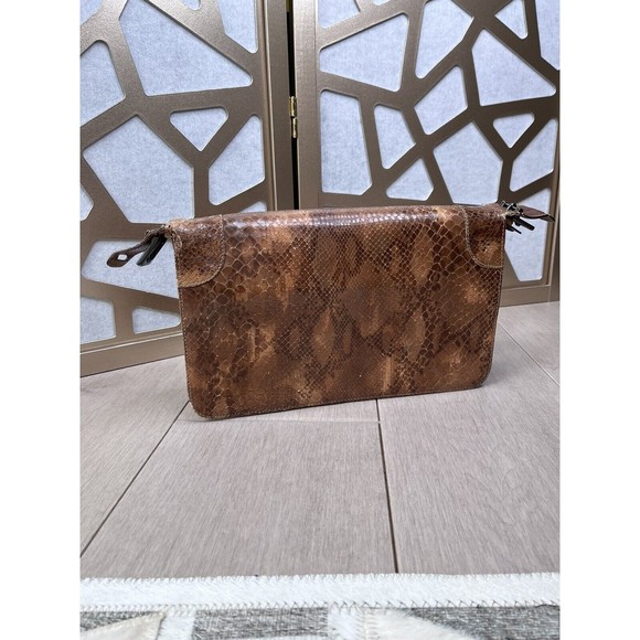 VTG Authentic VALENTINO SNAKE LEATHER SHOULDER MID BAG TAN - Picture 4 of 16